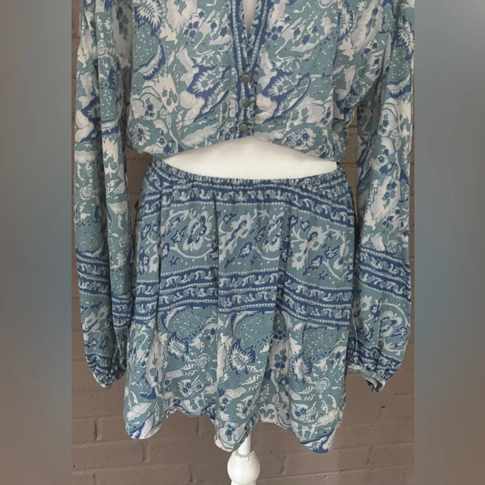 Free People print open back disconnected dress  S